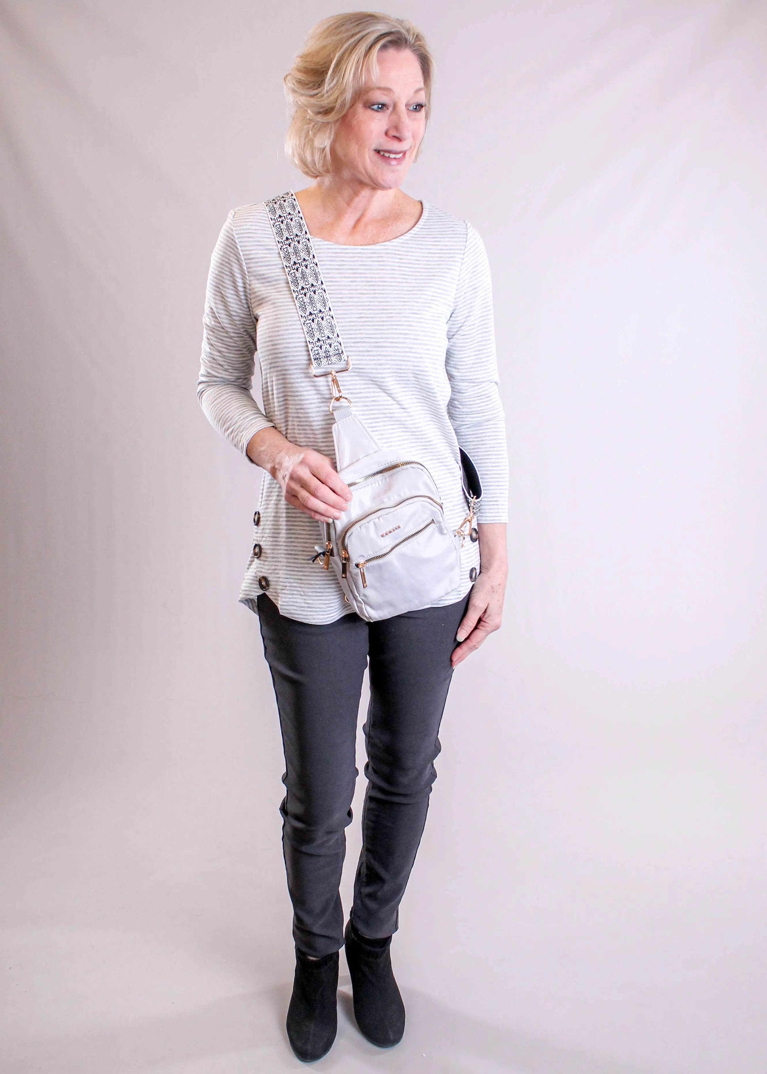 Notations Long Sleeve Tunic with Stripes