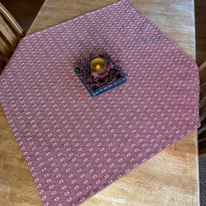 Packsville Rose Cranberry and Linen Woven Small Table Cloth 34"