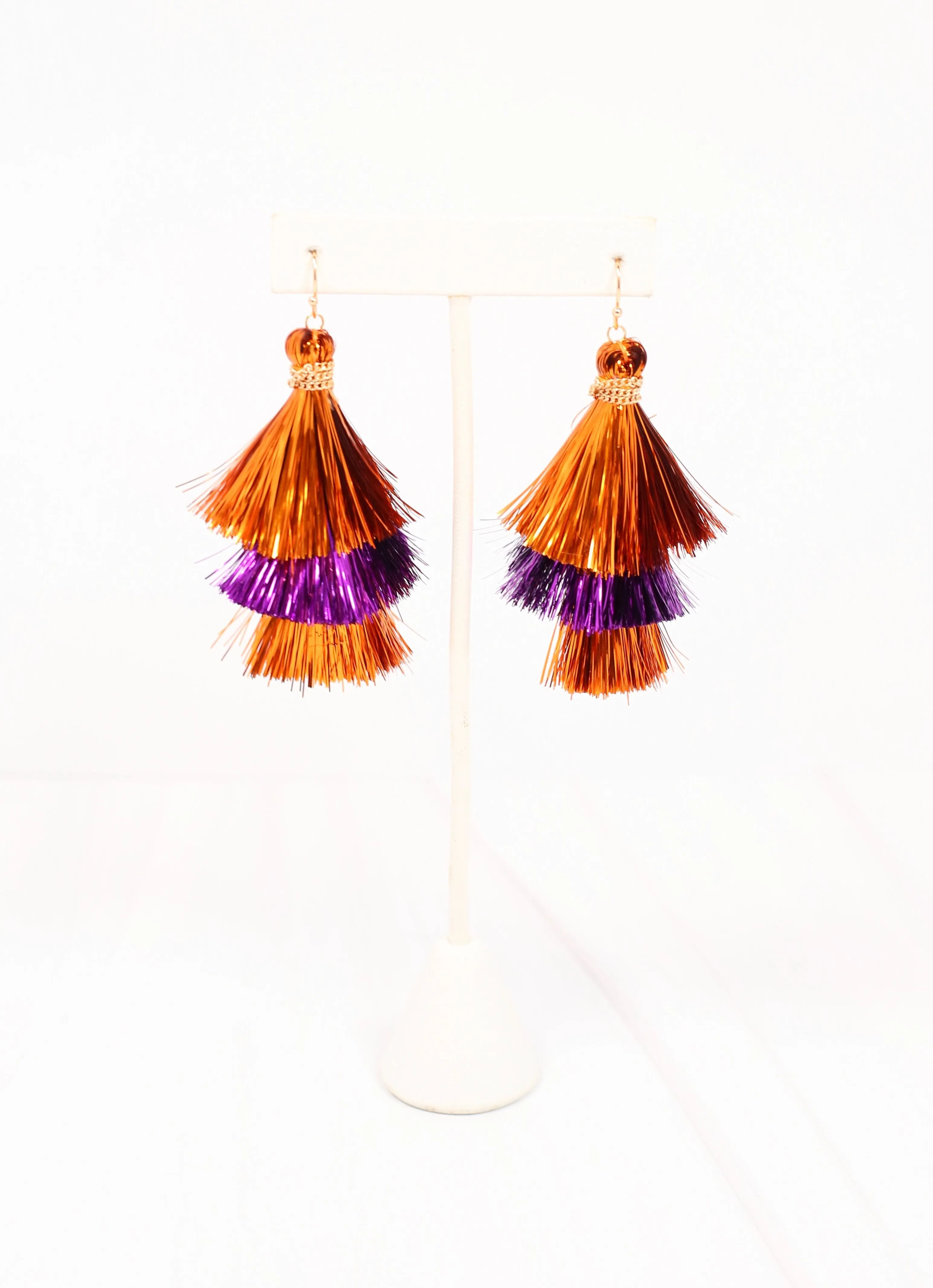 Party Tinsel Tassel Earring ORANGE PURPLE