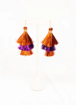 Party Tinsel Tassel Earring ORANGE PURPLE