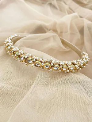 Pearl Embellished Hair Band Beige