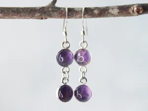 Petite Sterling Silver Two-Stone Purple Amethyst Earrings - Spiritual Elegance