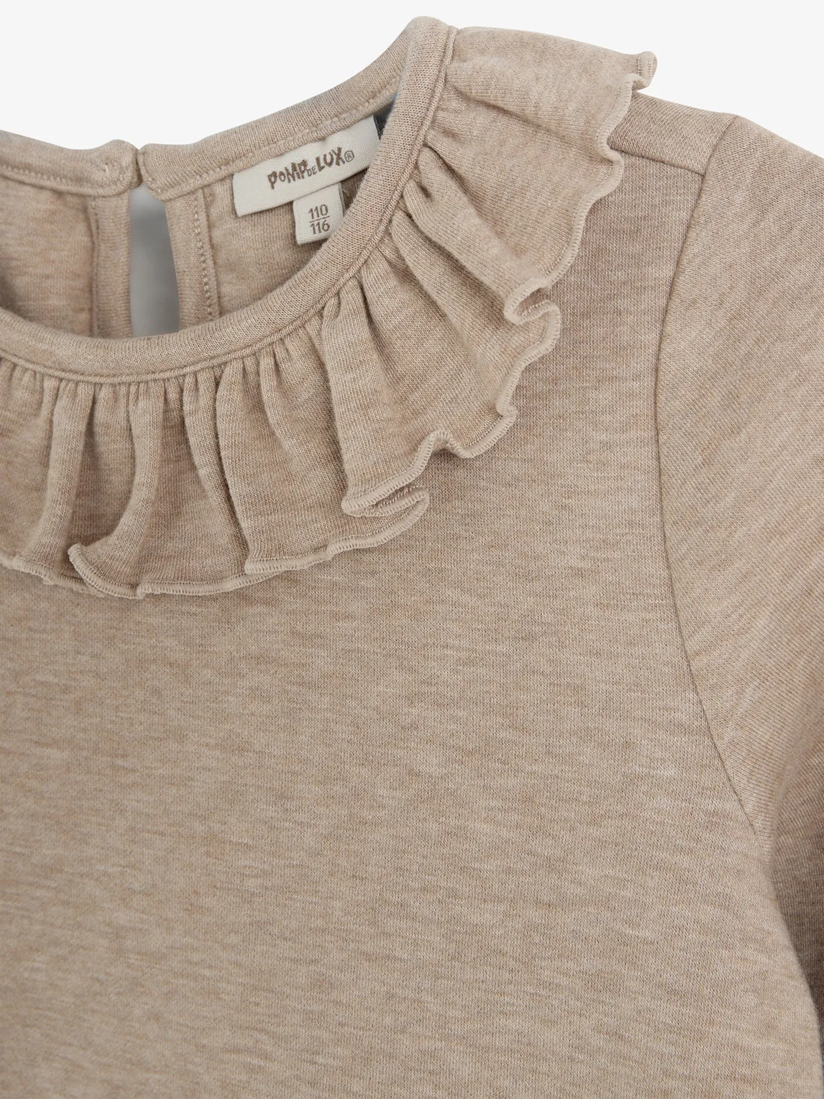 Plush Jersey Pierrot Collar Blouse - Kids - Beige Melange