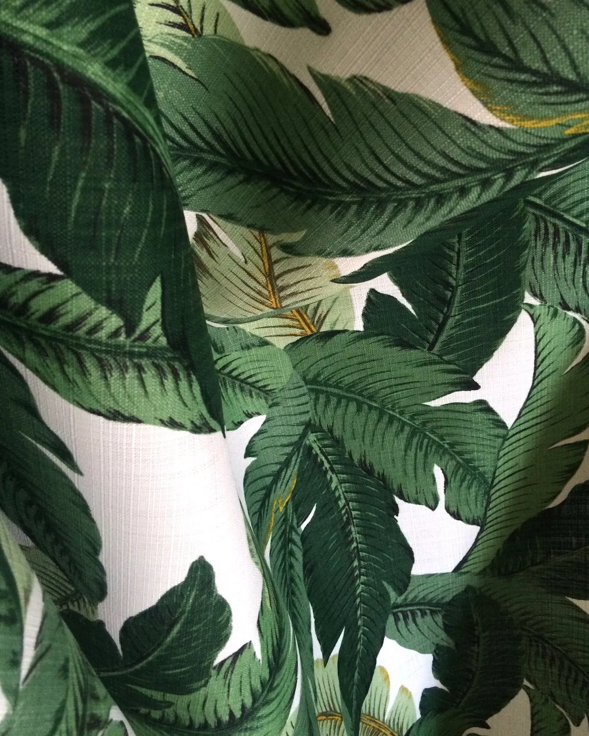 Polyester Dark Green Banana Leaves Beverly Hills Hollywood Regency Fabric by the Yard Indoor/outdoor