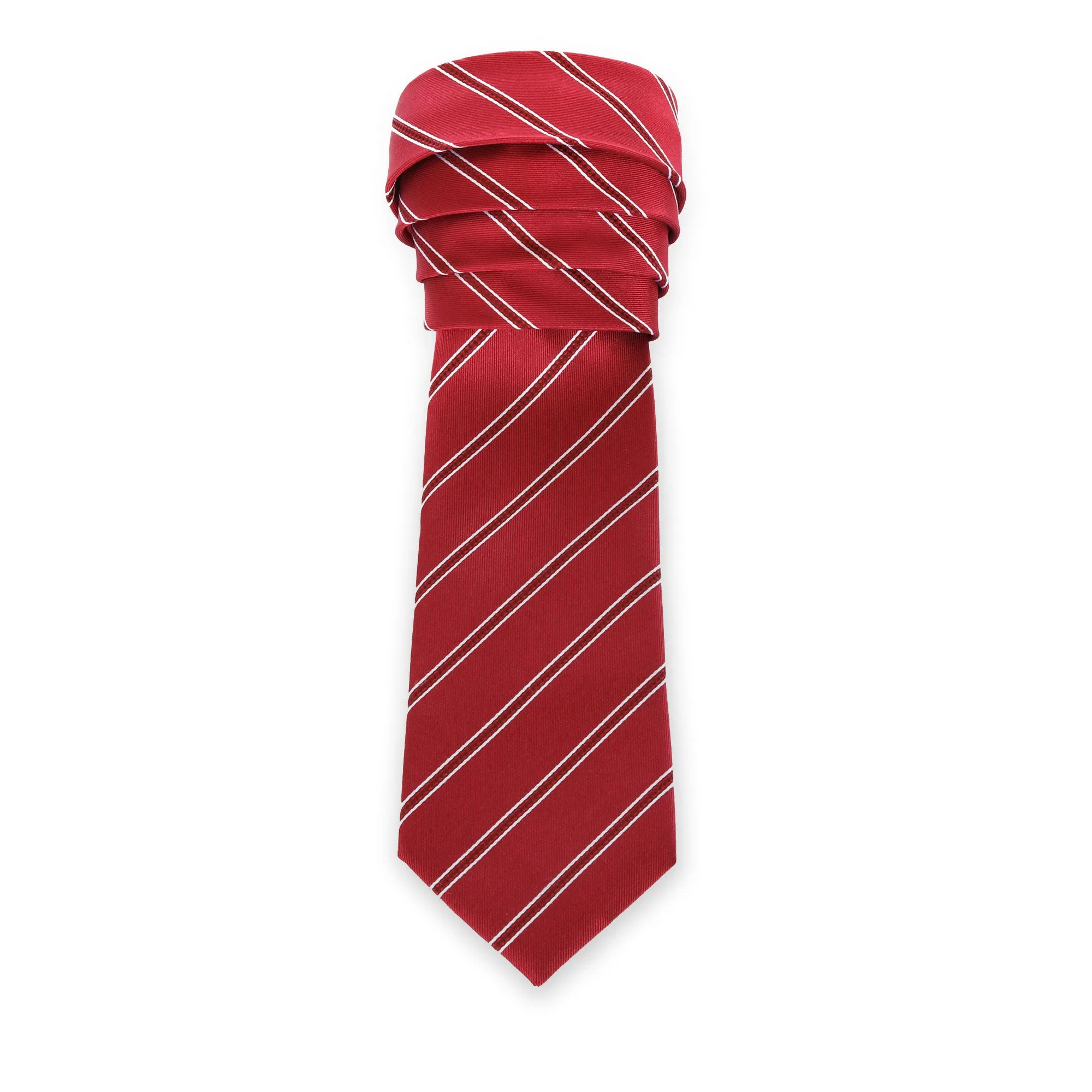 Power Play - Long Red Necktie with Red and White Stripes