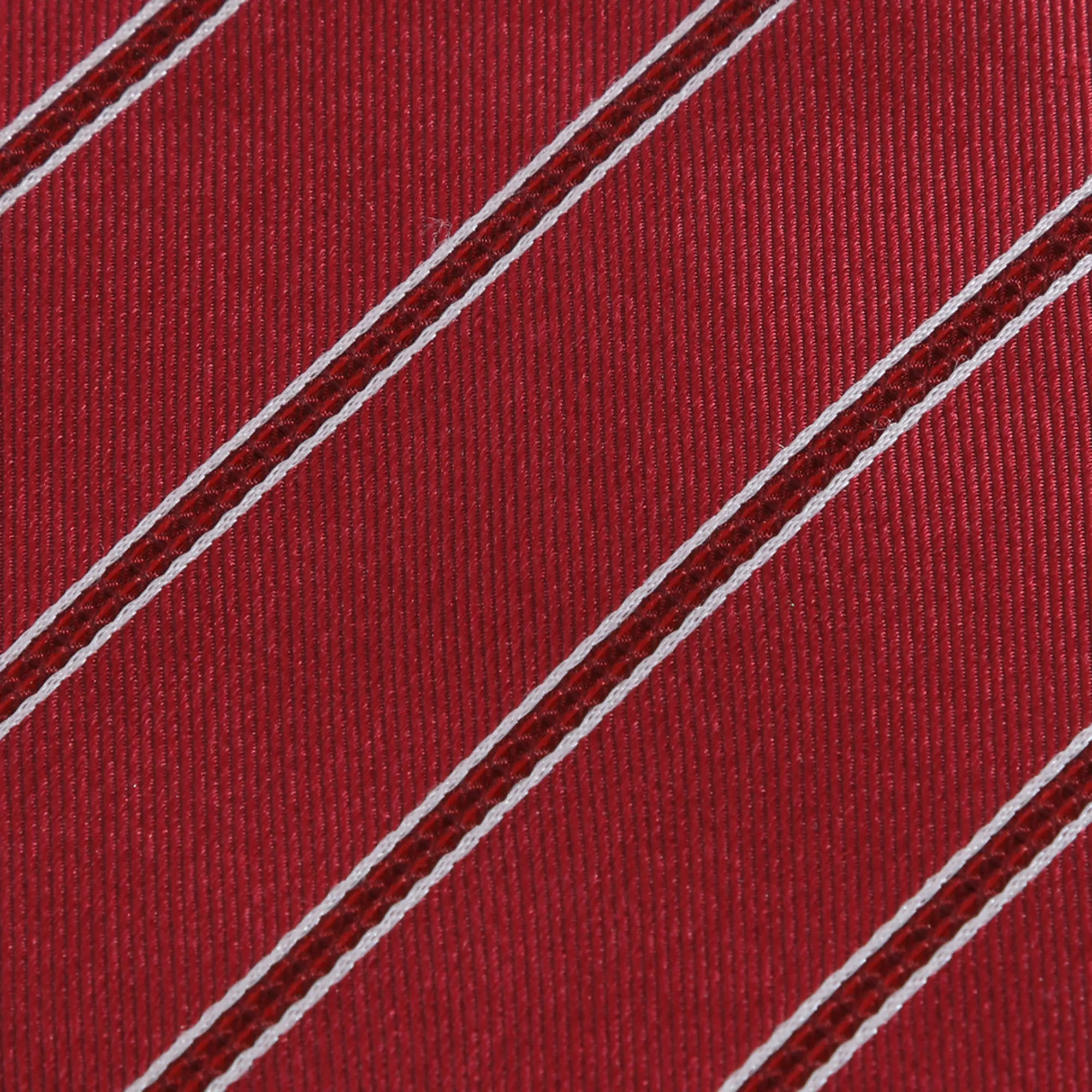 Power Play - Long Red Necktie with Red and White Stripes