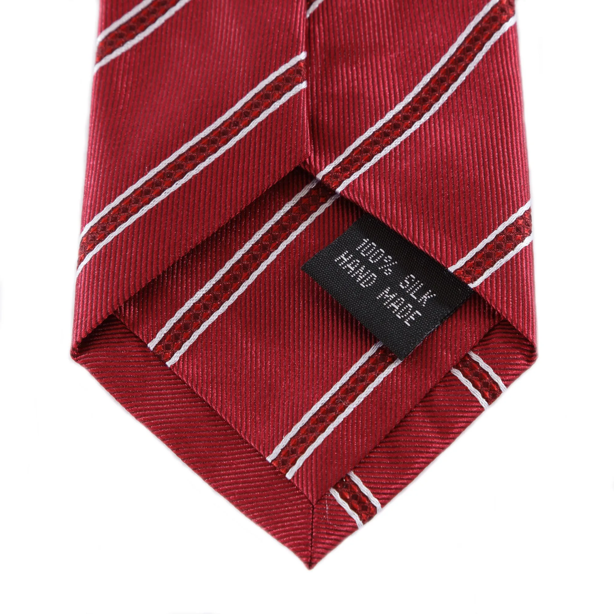 Power Play - Long Red Necktie with Red and White Stripes