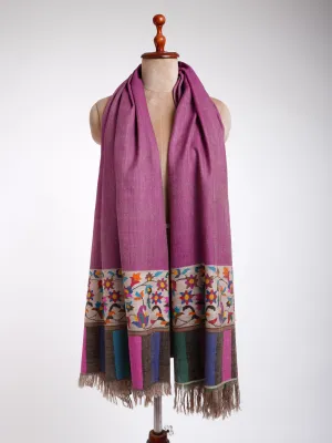 Purple Kani Weave Palla Cashmere Shawl