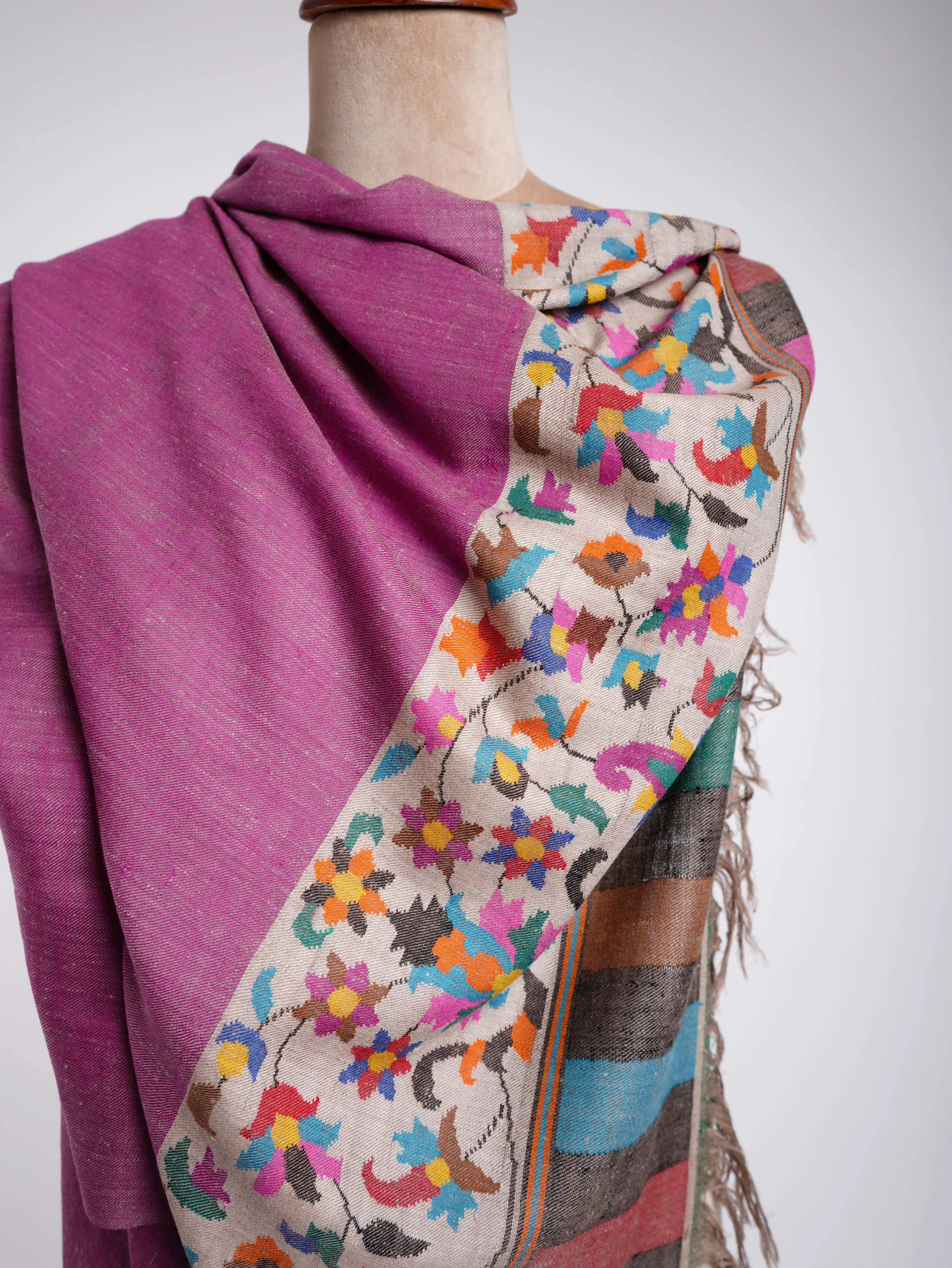 Purple Kani Weave Palla Cashmere Shawl