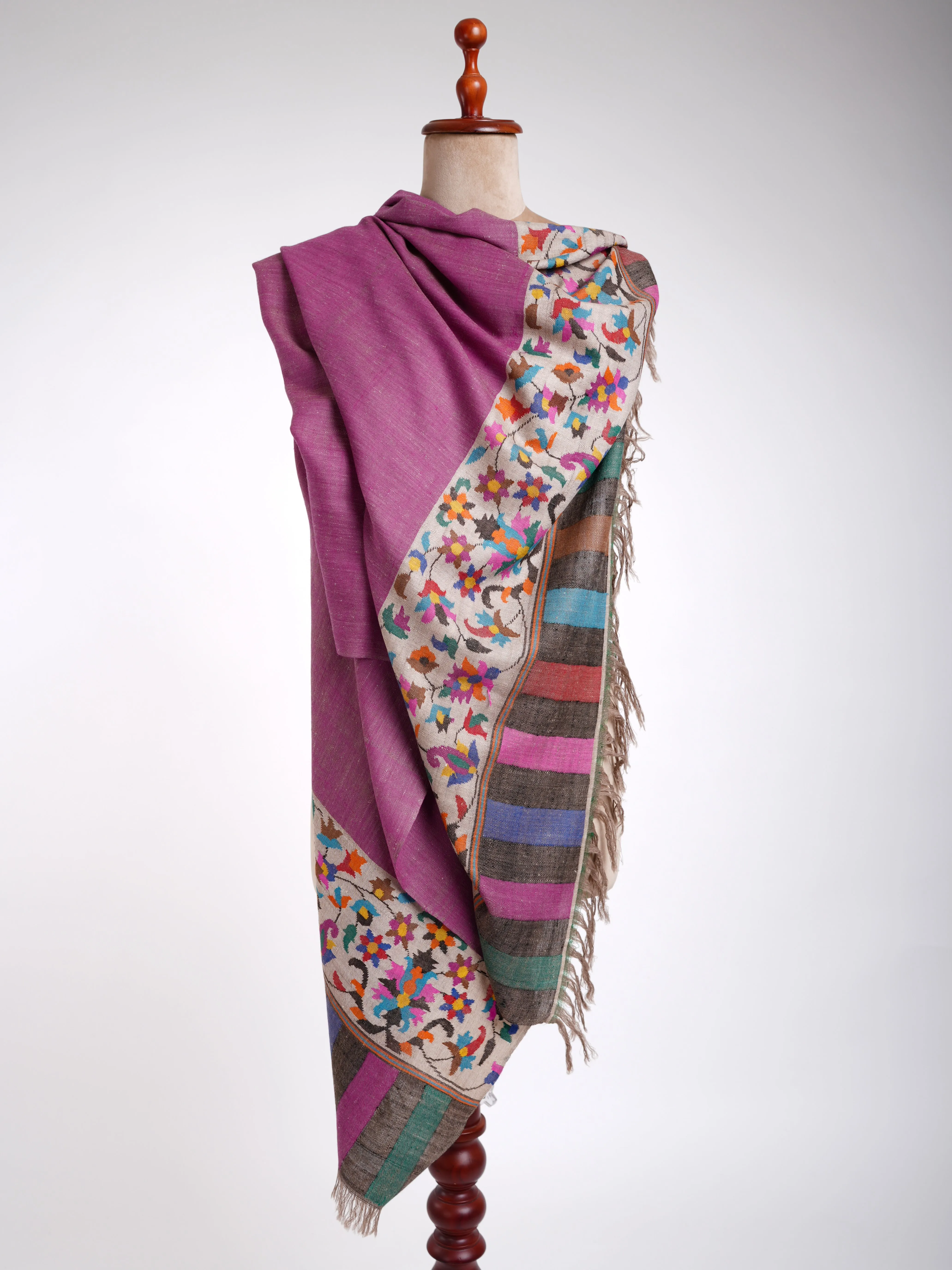 Purple Kani Weave Palla Cashmere Shawl