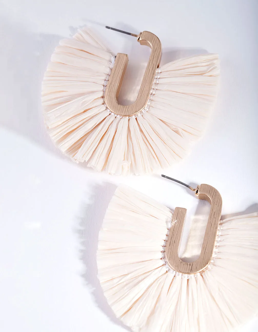 Raffia Fan Hoop Earrings