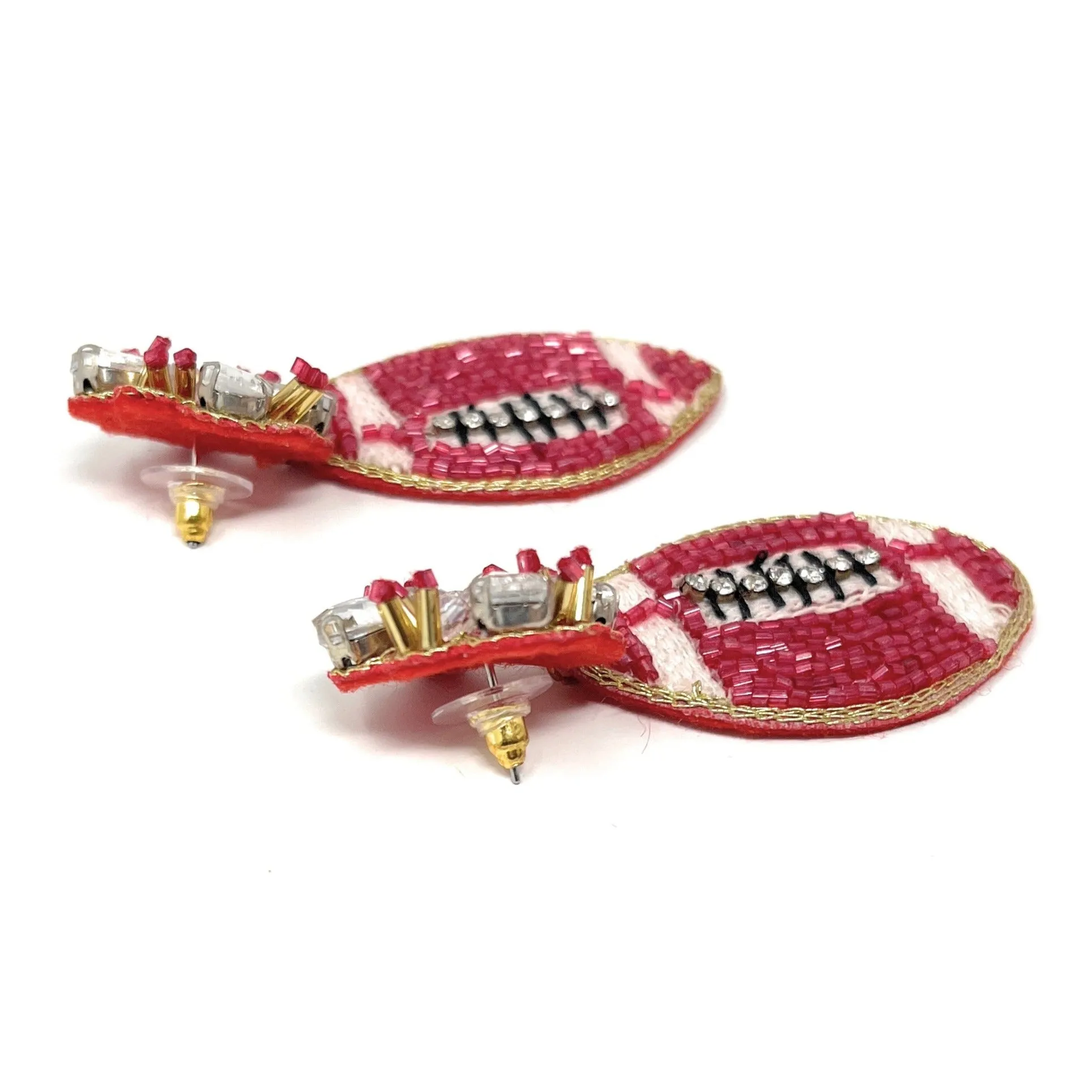 Red Football Beaded Earrings