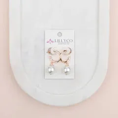 Rose Gold Ring & Drop Pearl Earring**