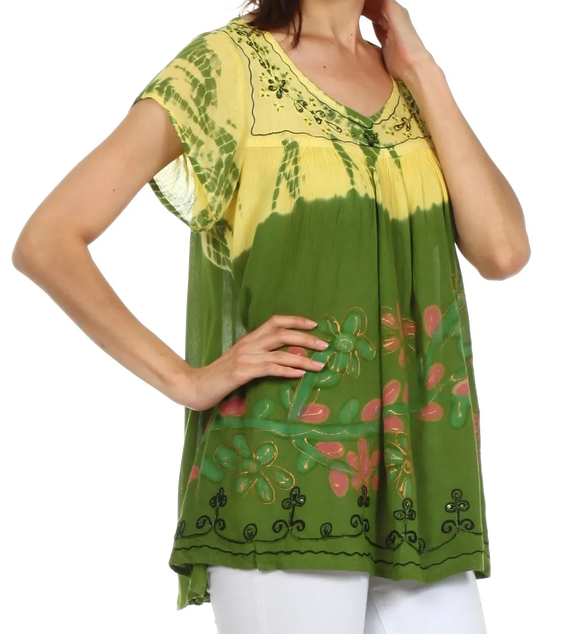 Sakkas Talisa Embroidered Gauzy Blouse