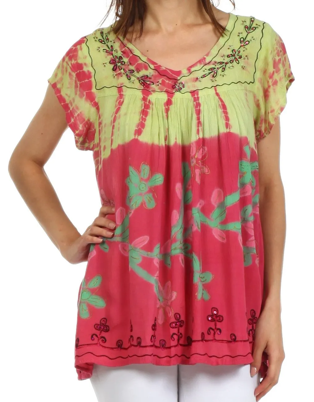 Sakkas Talisa Embroidered Gauzy Blouse