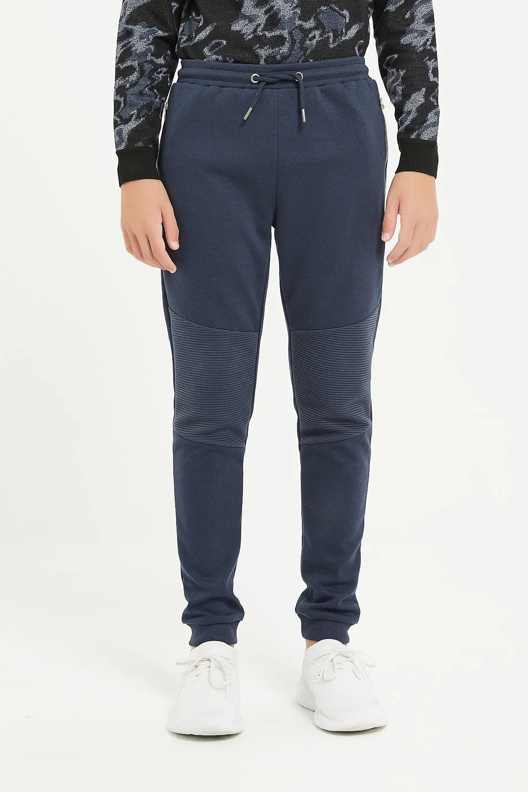 Senior Boys Navy Biker Knee Active Pants