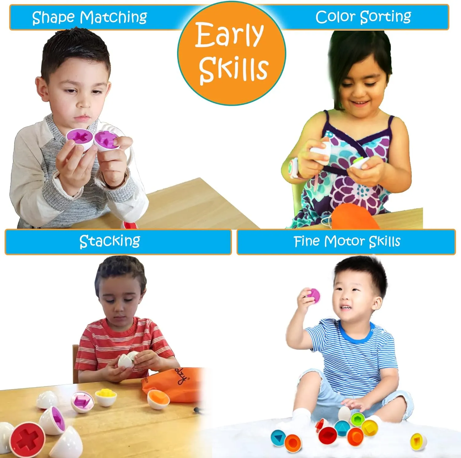 Shapes Matching Egg Toy 6 pc Set