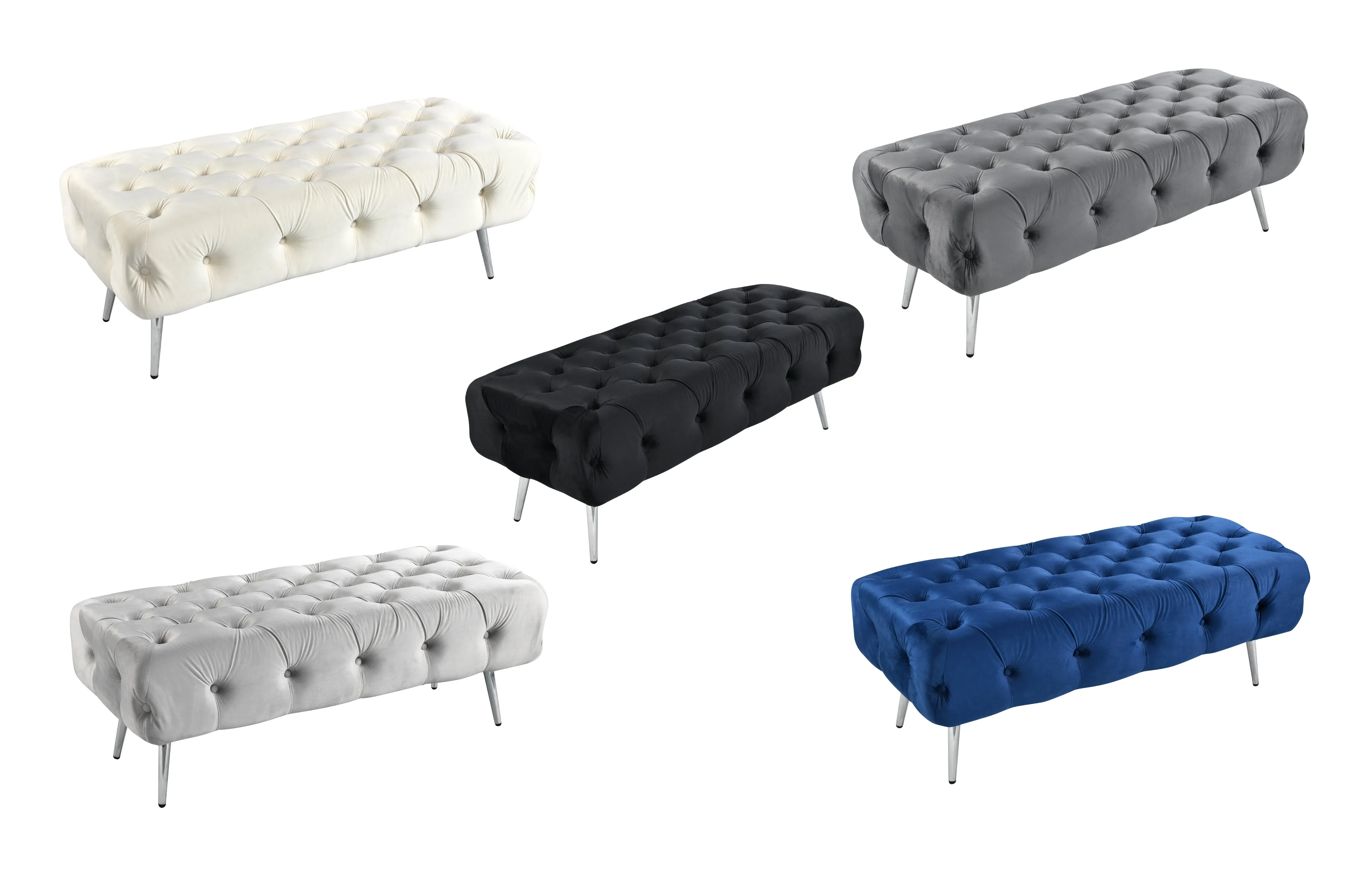 Shirley Ottoman Silver Frame - 5 Colours Available