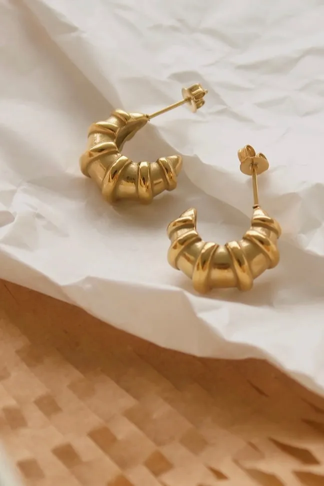 Small Gold Croissant Earring