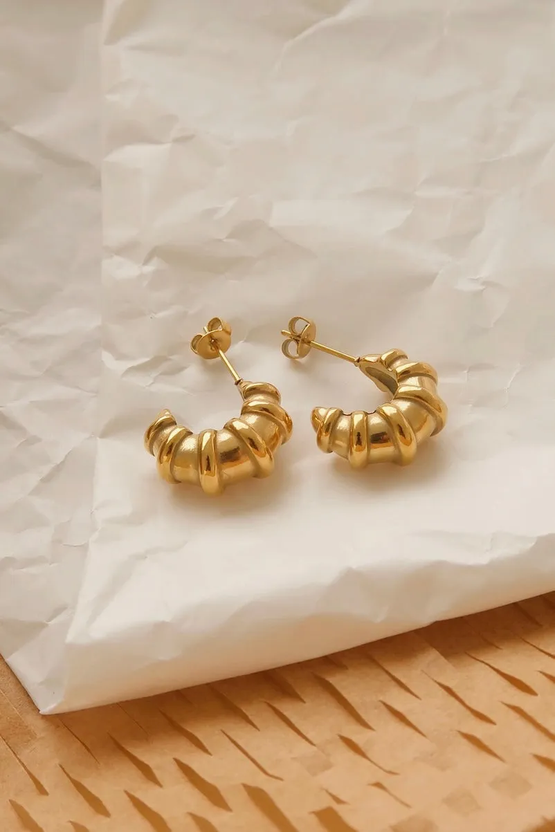 Small Gold Croissant Earring