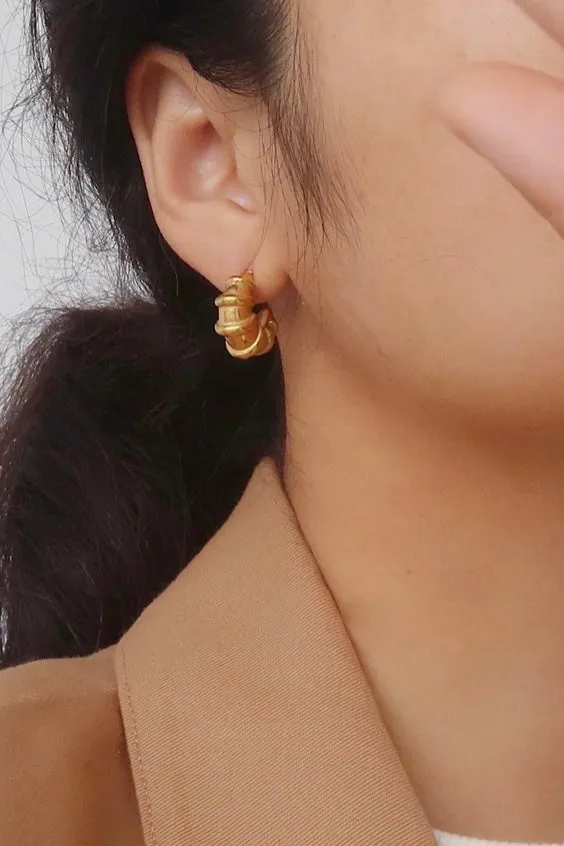 Small Gold Croissant Earring