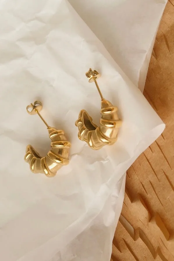 Small Gold Croissant Earring