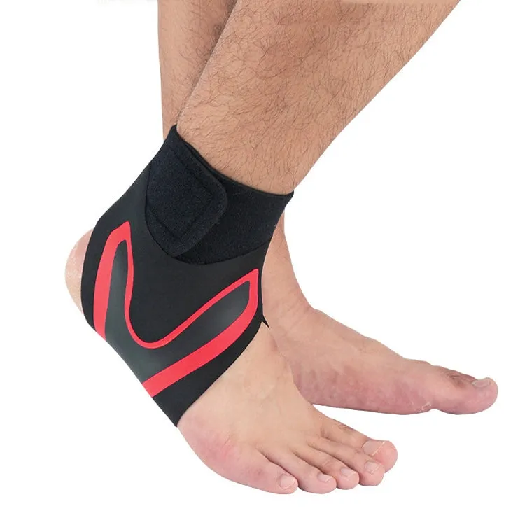 Sports Compression Anti-Sprain Ankle Guard Outdoor Basketball Football Climbing Protective Gear, Specification: S, Right Foot (Black Red)