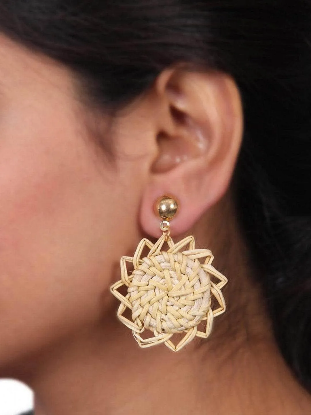 Star Bamboo Earrings Beige