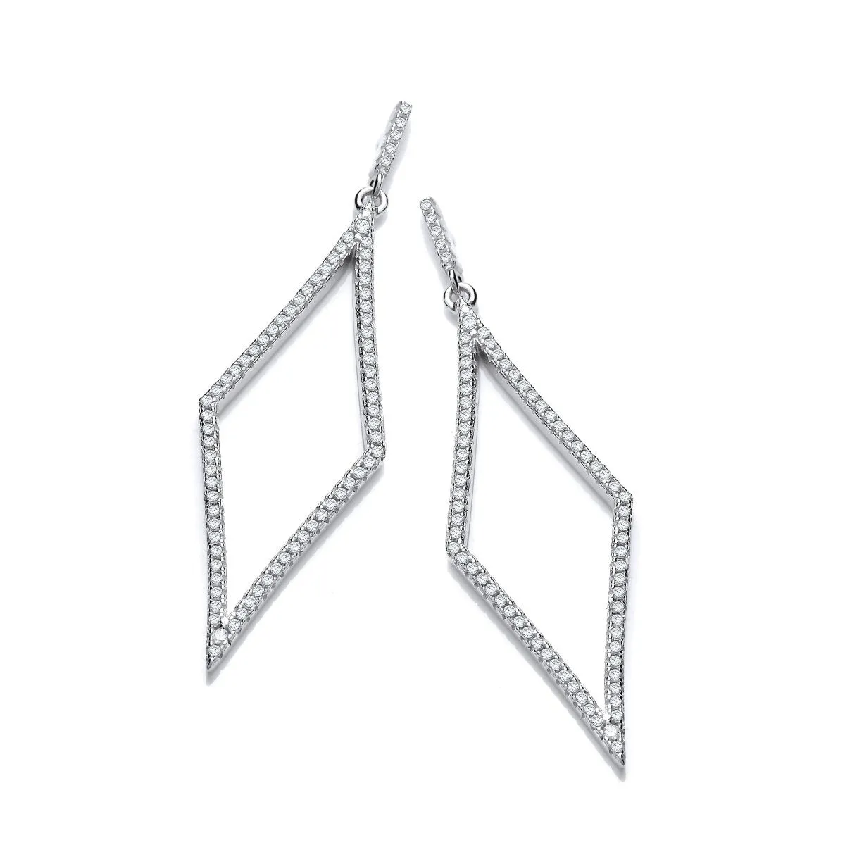 Sterling Silver Diamond Shaped Drop Earrings