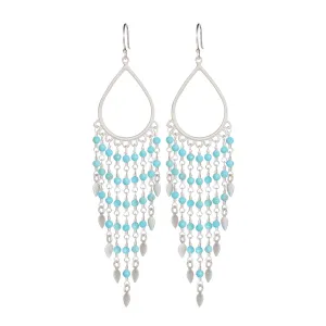 Sterling Silver Teardrop Turquoise Fringe Earrings