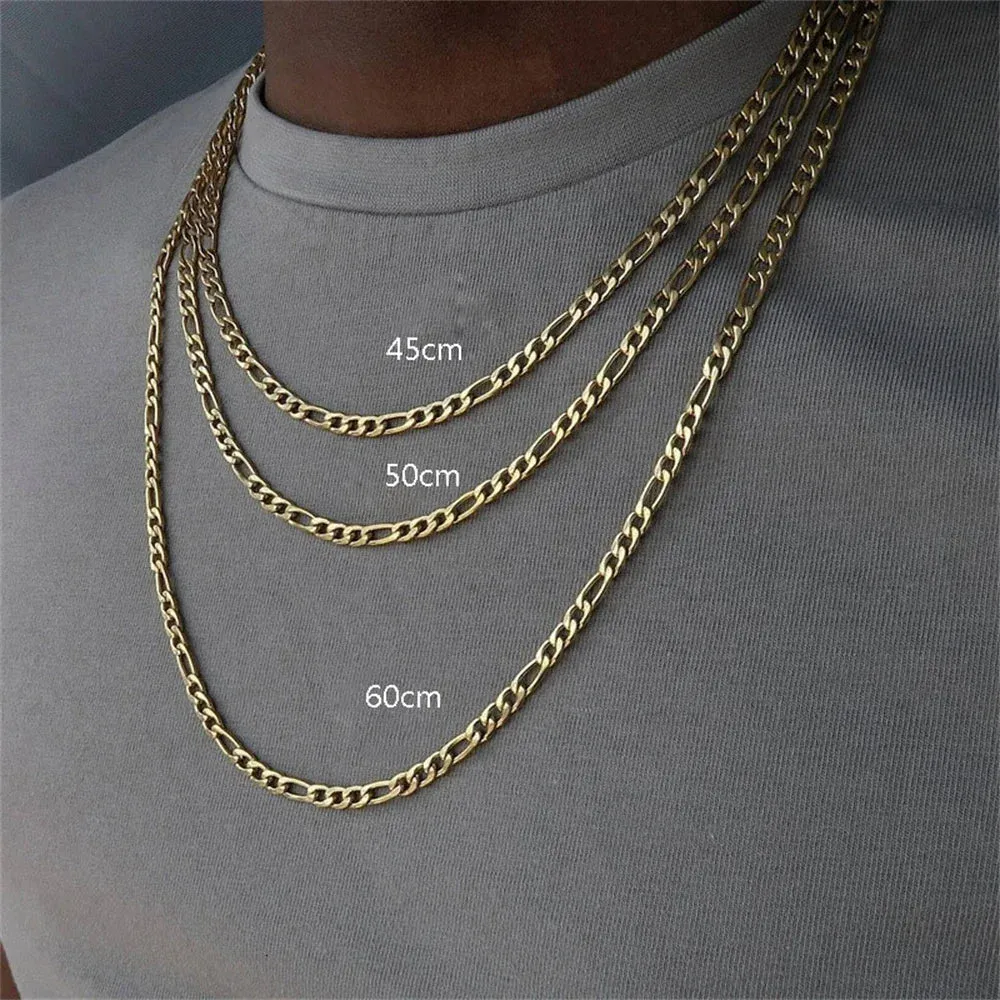 SUMENG New Punk Figaro Chain Necklace Silver Color Gold Color Alloy Long Necklace For Men Hip Hop Fashion Jewelry Gifts 2024