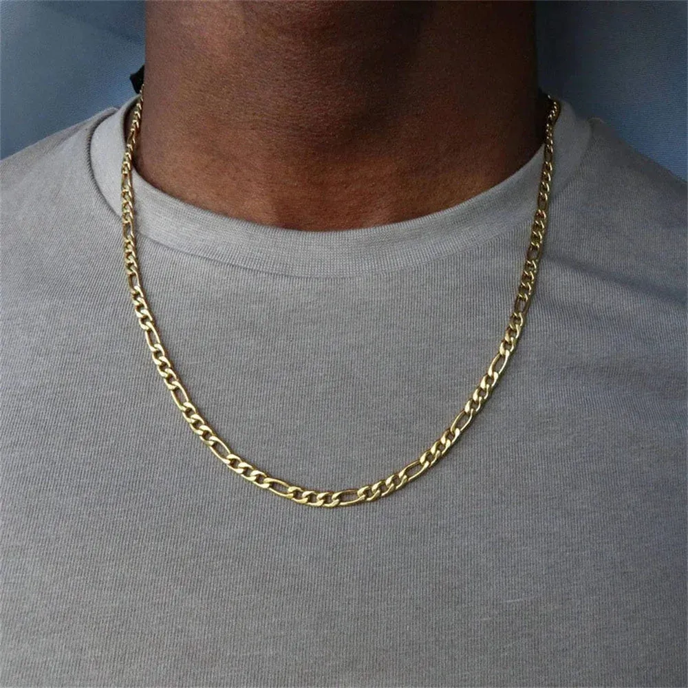 SUMENG New Punk Figaro Chain Necklace Silver Color Gold Color Alloy Long Necklace For Men Hip Hop Fashion Jewelry Gifts 2024