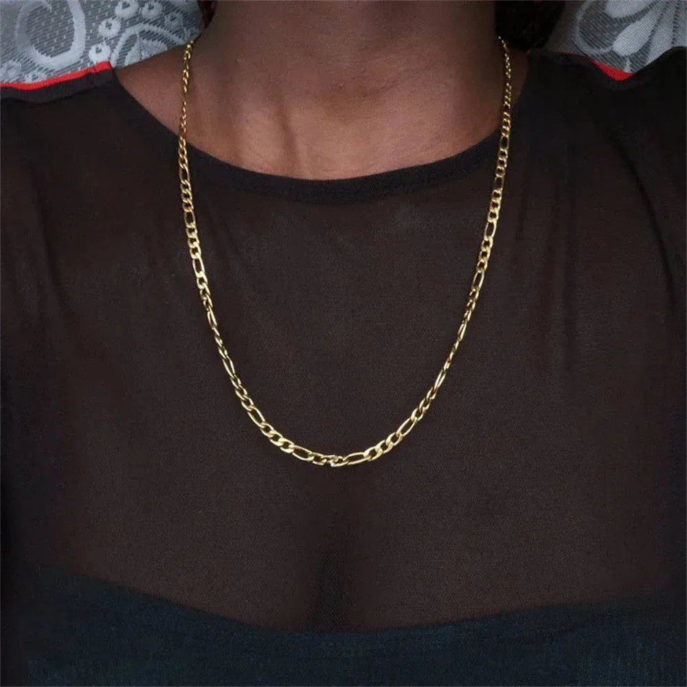 SUMENG New Punk Figaro Chain Necklace Silver Color Gold Color Alloy Long Necklace For Men Hip Hop Fashion Jewelry Gifts 2024