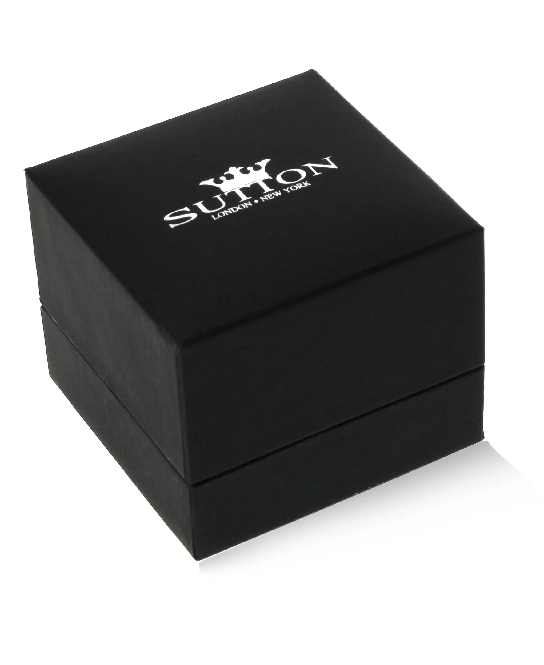 Sutton Stainless Steel Black Striped Square Stud Earrings