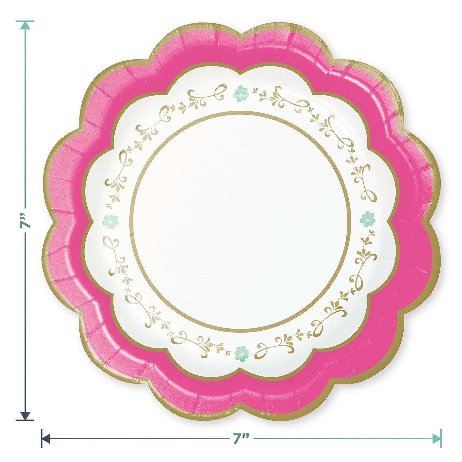 Tea Party Supplies - Floral Scalloped Paper Dessert Plates, Napkins, and Forks for Girls Birthday Party or Bridal Shower (Serves 16)