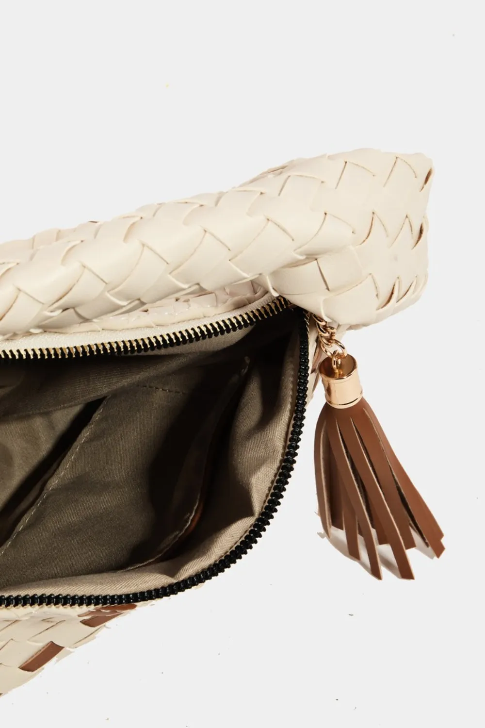 TEEK - Tassel Detail Weave Semi Circle Bag