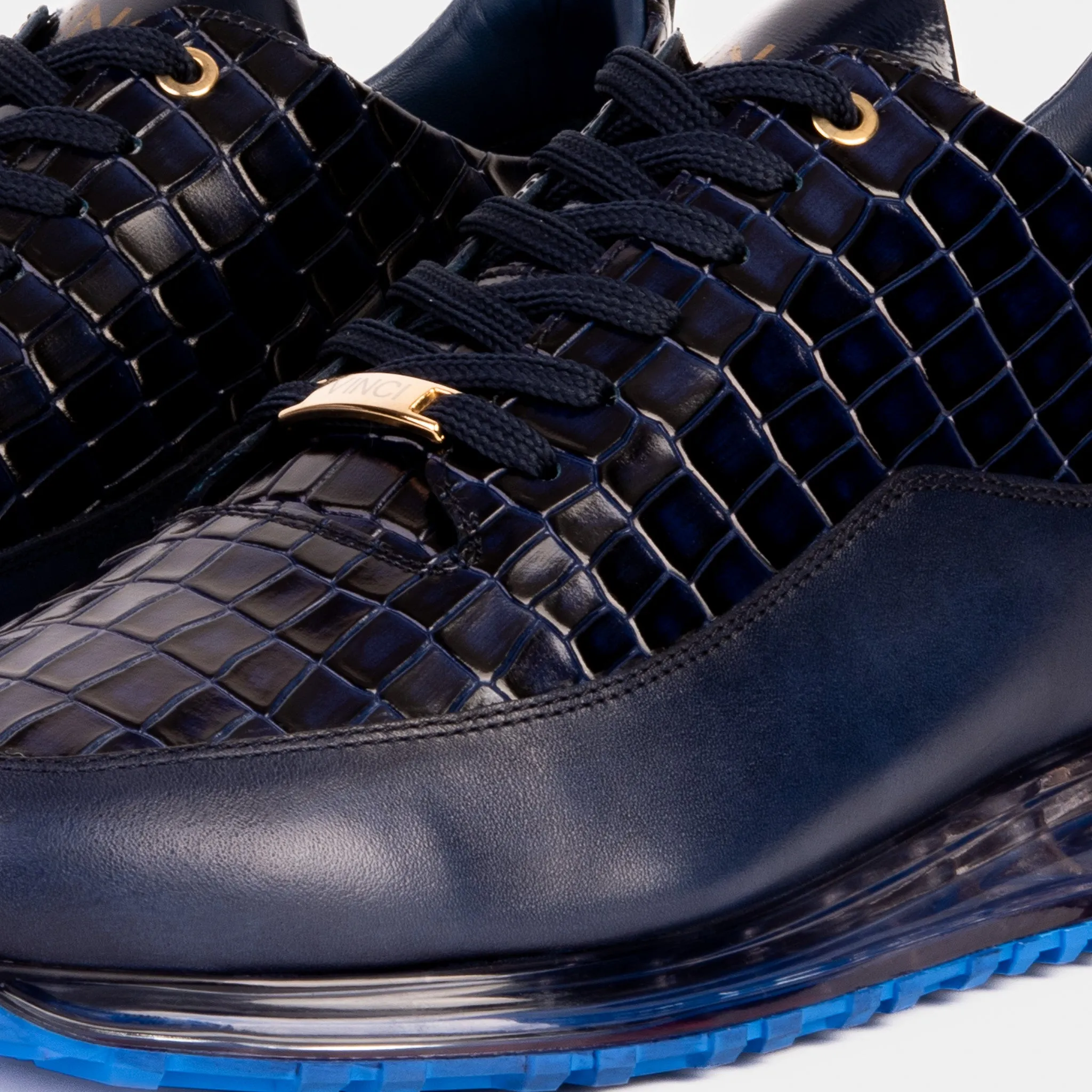 The Marseille Navy Blue Leather Men Sneaker