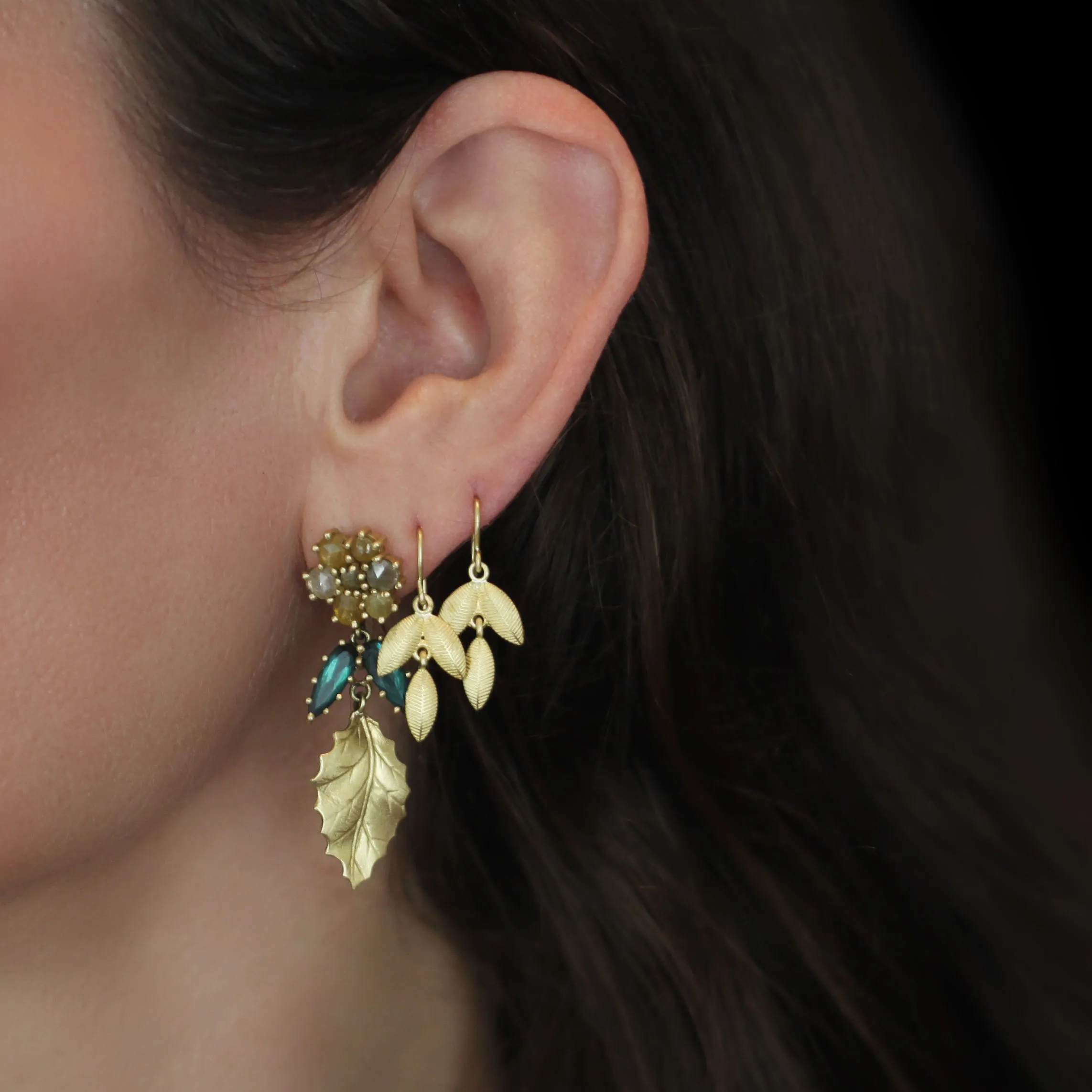 The Single Lotus Leaf Dangle Earrings