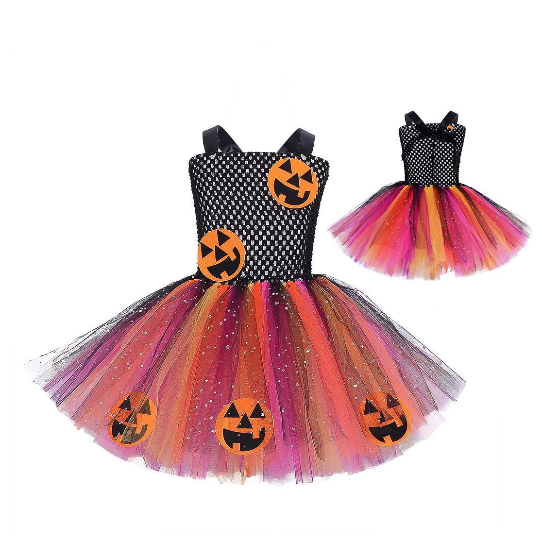 Toddler/Kid Girl's Halloween One-Piece Dress with Pumpkin Design