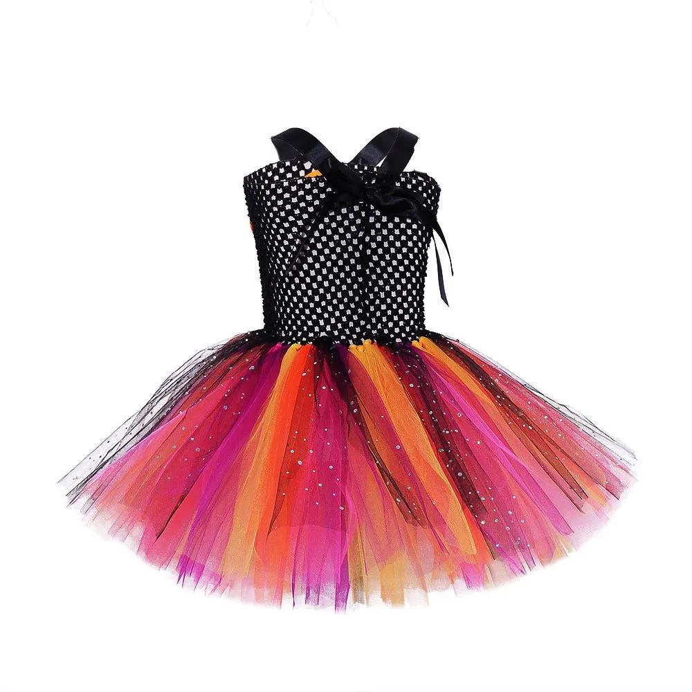 Toddler/Kid Girl's Halloween One-Piece Dress with Pumpkin Design