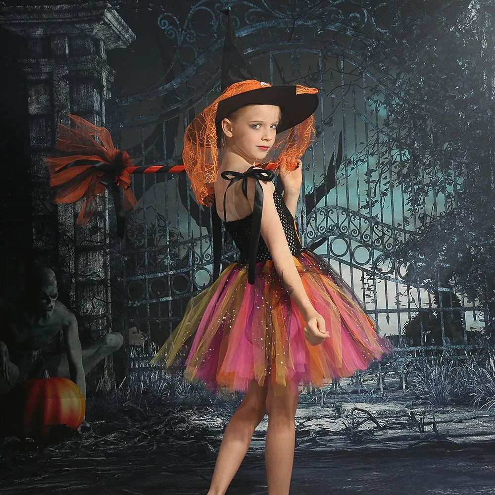 Toddler/Kid Girl's Halloween One-Piece Dress with Pumpkin Design