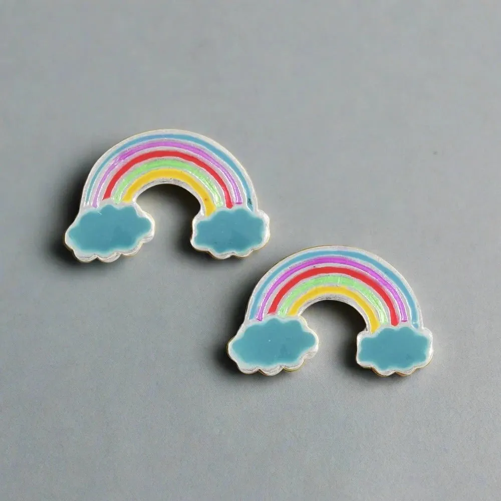 Tomas Rainbow and Clouds Studs - Enamel