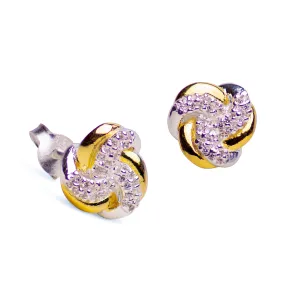 Two Tone Love Knot Stud Earrings