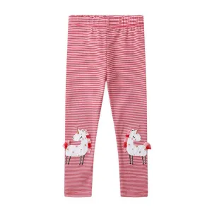 Unicorn Applique Striped Leggings