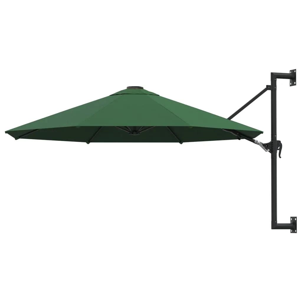 Wall-Mounted Parasol with Metal Pole 300 cm Green