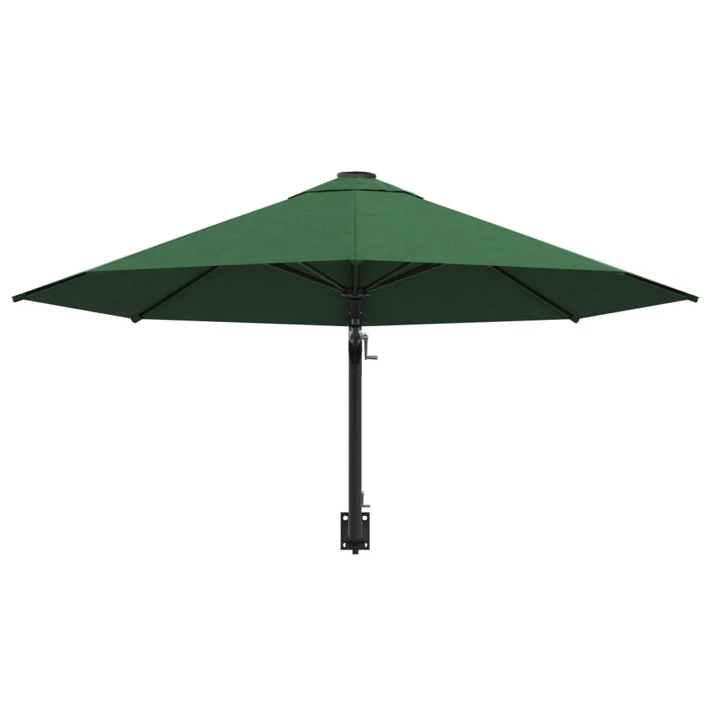 Wall-Mounted Parasol with Metal Pole 300 cm Green