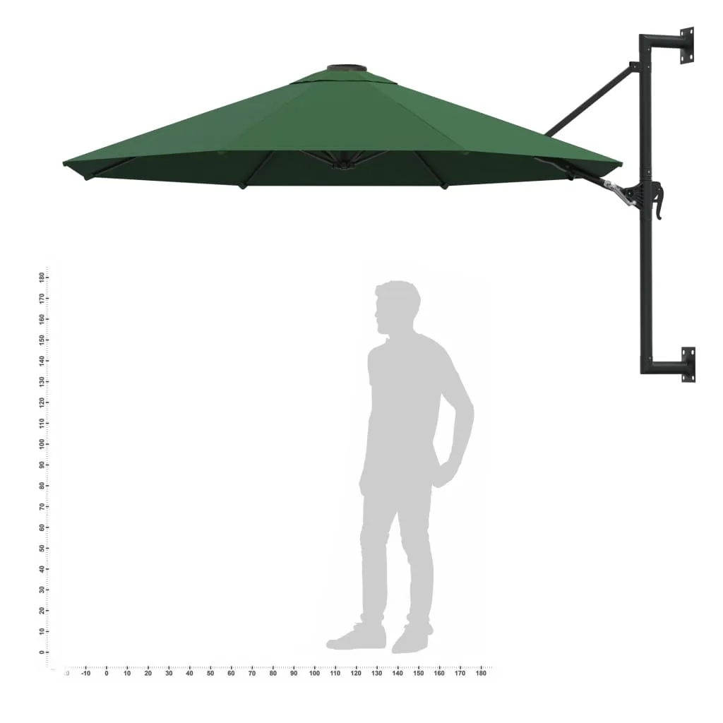 Wall-Mounted Parasol with Metal Pole 300 cm Green