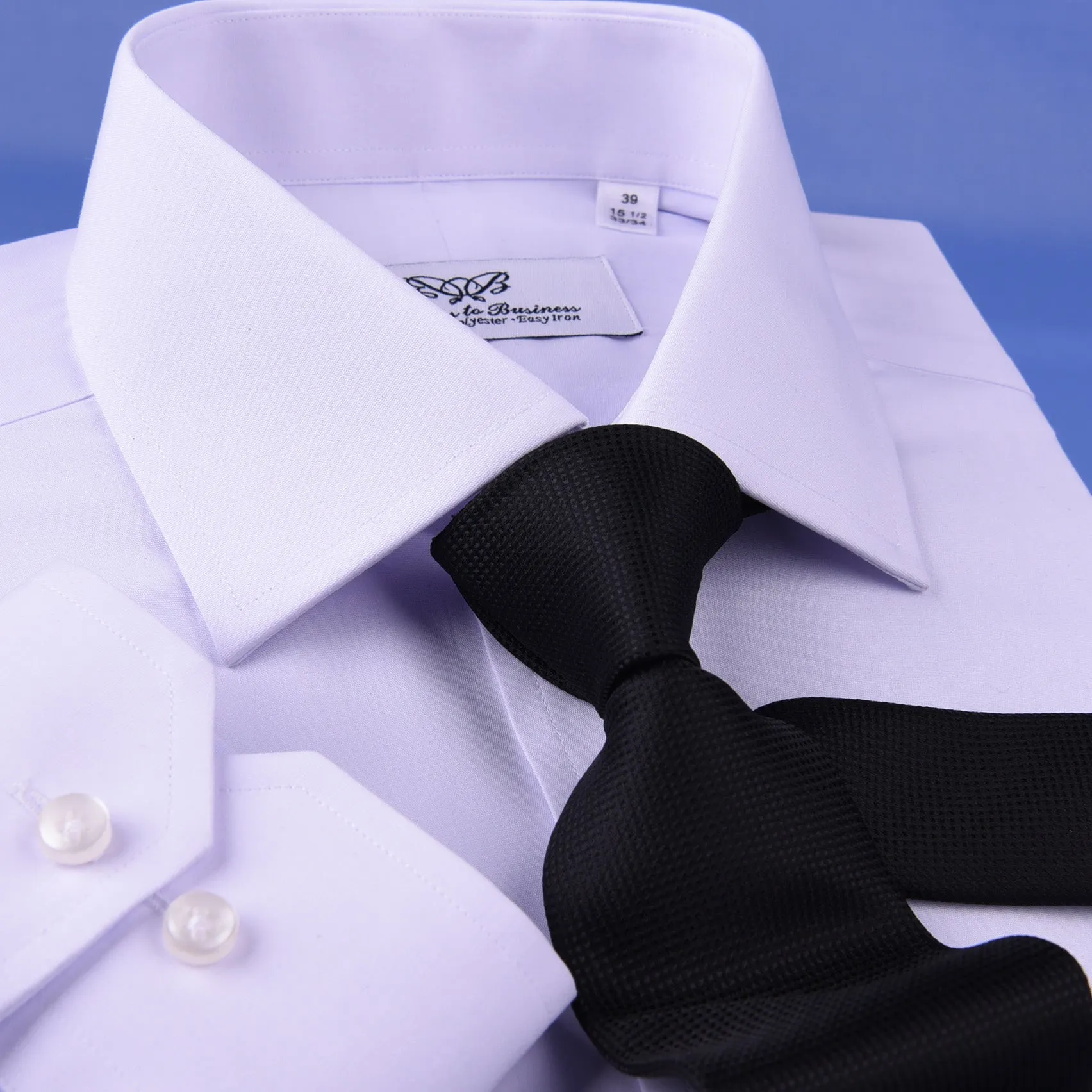 White Cotton & Polyester Easy Iron Business Professional Formal Dress Shirt