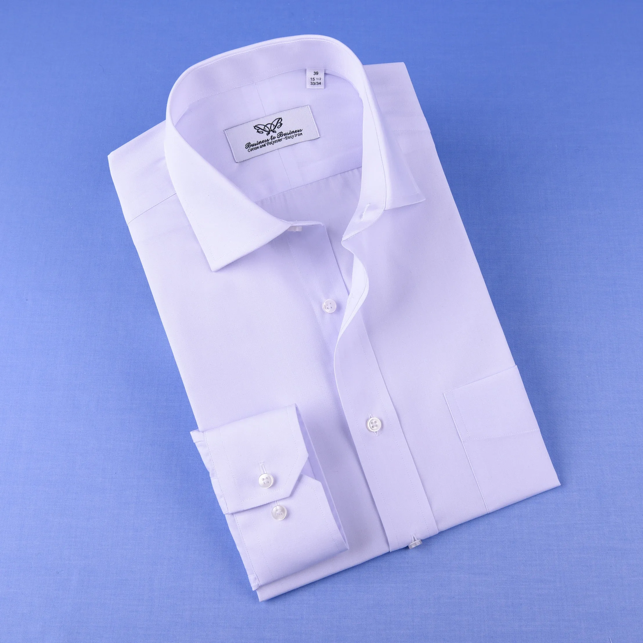 White Cotton & Polyester Easy Iron Business Professional Formal Dress Shirt