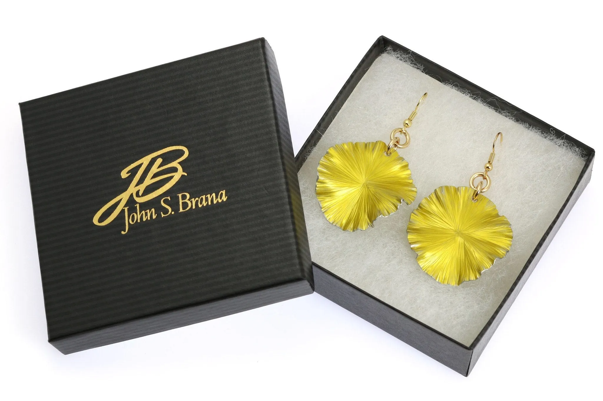 Yellow Anodized Aluminum Lily Pad Earrings - Medium